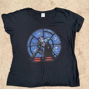 Black Star Wars Graphic V-neck  T-Shirt